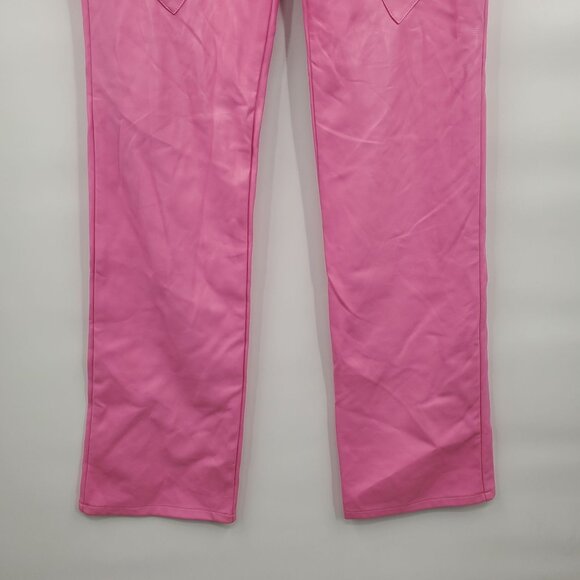 I AM GIA Xenia Pant Women Size Medium Lace Up Low Waist Faux Leather Baby Pink - Picture 3 of 14